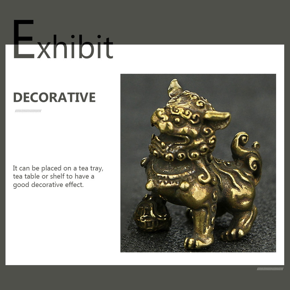 2 Pack Pure Copper Lion Ornament Miniature Statue Decor Office