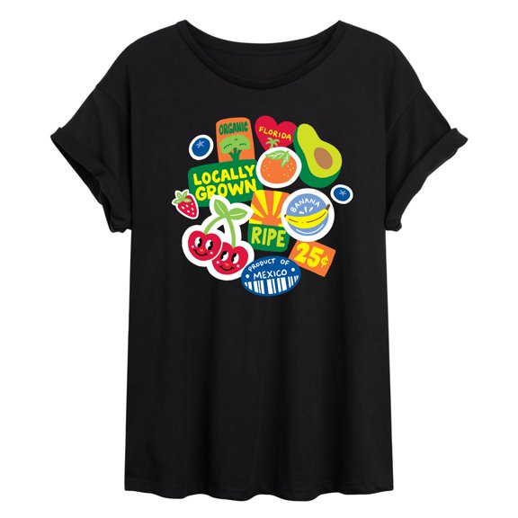 Instant Message - Fruit Stamps Oversized Graphic T-Shirt