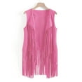 thumbnail image 4 of Pink Tassel Vest for Women, Suede Women's Plus Size Vests, Tassel Vest for Women Slim and Sleeveless Vest for Women, 3XL, 4 of 9