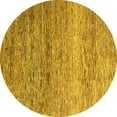 thumbnail image 1 of Ahgly Company Machine Washable Indoor Round Oriental Yellow Modern Area Rugs, 5' Round, 1 of 4