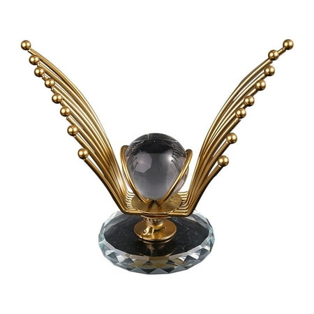 

Kinaerty Eagle Spreading Wings Metal Ornament Iron Abstract Sculpture Crystal Ball Decorations Home Office Wine Cabinet Study Desk Art Decor Statues