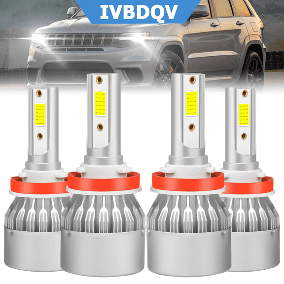 IVBDQV H9/H11 High Low Beam For Jeep Grand Cherokee 2017 2018 2019 2020 2021 LED Headlight Bulbs 4pcs
