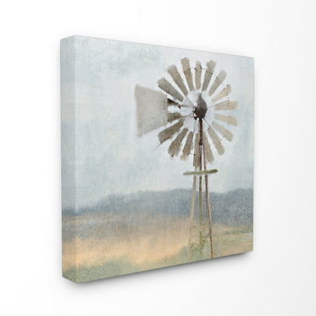 The Stupell Home Decor  Collection Neutral Blue Windmill  