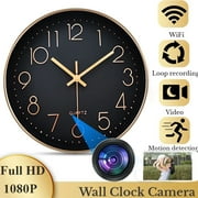 JahyElec WiFi IP Camera Wall Clock - Hidden Surveillance, 1080P HD Video - Home Office Security Nanny Cam