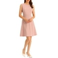 thumbnail image 1 of INSPIRE CHIC Women's Wear to Work Solid Color Sleeveless A-Line Flared Midi Dresses L Pink, 1 of 6