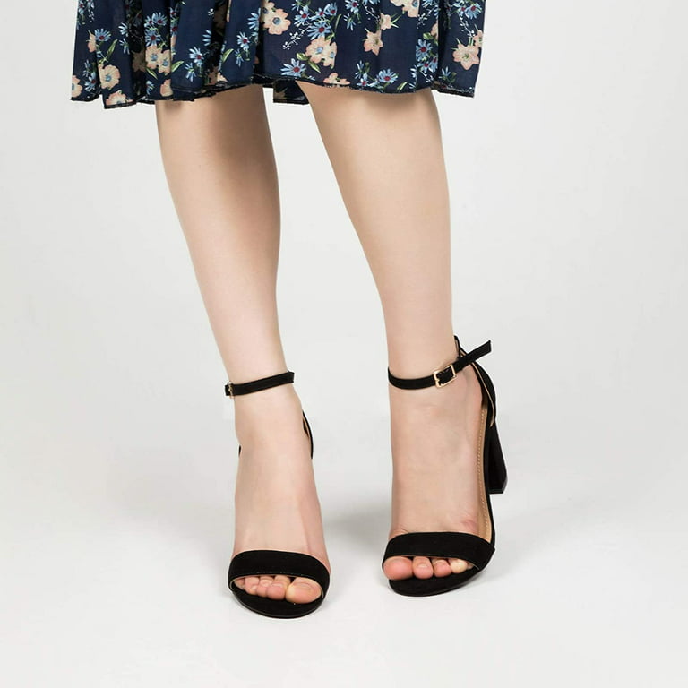  mysoft Women's Strappy Low Chunky Block Heel Sandals Open Toe  Dress Shoes