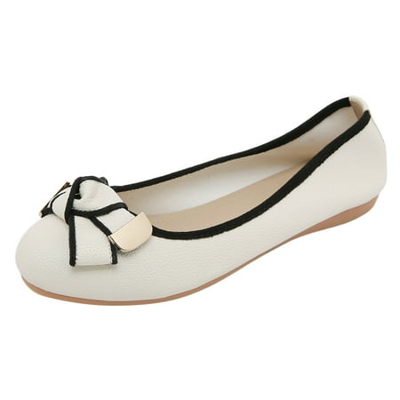 QYZEU Womens White Tennis Shoes Women Sandals High Wedge Ladies Large Size Single Shoes Simple Pure Colour Bowknot Rhinestone Low Heel Flat Bottom Shoes Womens Beige 40