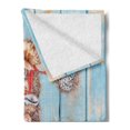 thumbnail image 2 of Letter T Soft Flannel Fleece Throw Blanket, Letter T with Freshwater Invertebrates on Weathered Wood Planks, Cozy Plush for Indoor and Outdoor Use, 70" x 90", Dark Coral Pale Blue, by Ambesonne, 2 of 5