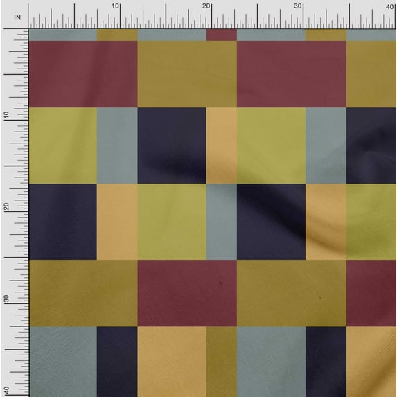Soimoi Rayon Fabric Geometric Panel Print Fabric by Yard 42 Inch Wide