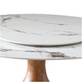 thumbnail image 4 of JERFIT 53-inch Round Dining Table with Lazy Susan, Modern Faux Marble Top, Walnut & White Finish, Space-Saving Design for Kitchen and Dining Room, 4 of 8