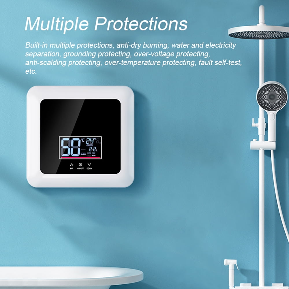 Instant Water 5500W Electric Tankless Water Heater Wall-Mounted Display  Support Thermostat Mode Power Adjustment for Home Kitchen Bathroom -  Walmart.com