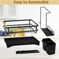 thumbnail image 3 of Dish Drying Rack, Dish Drainers for Kitchen Counter Dish Rack with Dishcloth Holder Kitchen Drying Rack 16L * 12W inches, Black, 3 of 7