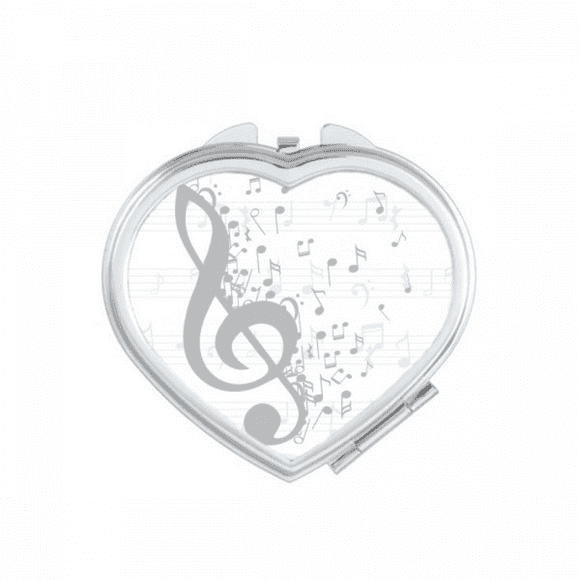 Treble Clef Flappg Music Note Mirror Heart Portable Hand Pocket Makeup