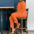 thumbnail image 4 of Casual Pant Suits for Women Trendy New Women's 2 Piece Lounge Sets Sweatshirt Casual Travel Outfits Fashion Wide Leg Tracksuit Cozy Sweatsuits Orange XL, 4 of 4