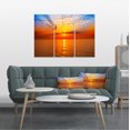 thumbnail image 1 of Lever de Soleil sur Mer Orange sous Ciel Bleu - Grande Impression sur Toile, 1 of 1