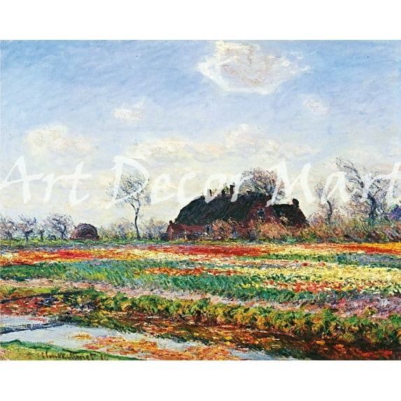 Tulip Fields At Sassenheim Monet - CANVAS OR WALL ART PRINT