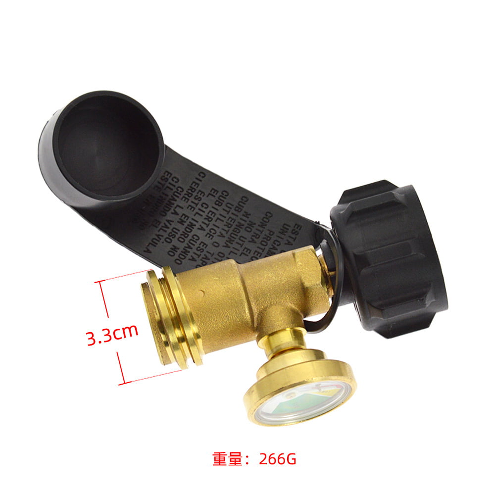 Propane Tank Brass Adapter w/ Pressure Meter Gauge x Grill RV For LP BBQ I4I2 