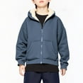thumbnail image 6 of nerohusy Unisex Boys Girls Fleece Hoodie Sherpa Lined Jacket Zip Up Hooded Sweatshirt Winter Outwear Coat for Kids Cold Weather Dark Blue,13 Years, 6 of 8
