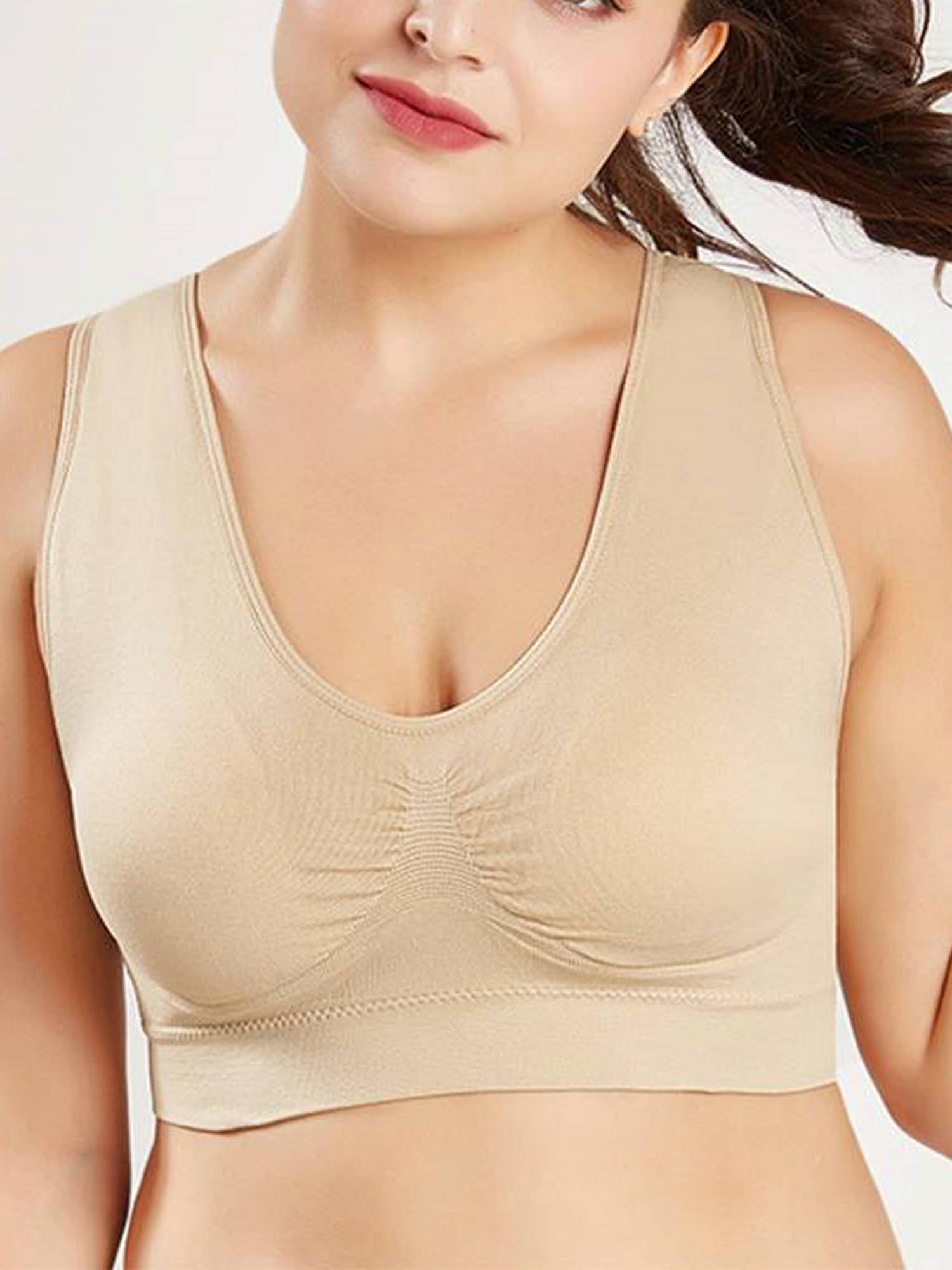 JustVH Women Seamless High Stretch Sports Casual Underwear Chest Pad Full  Cup Shockproof Quick-drying Bra 