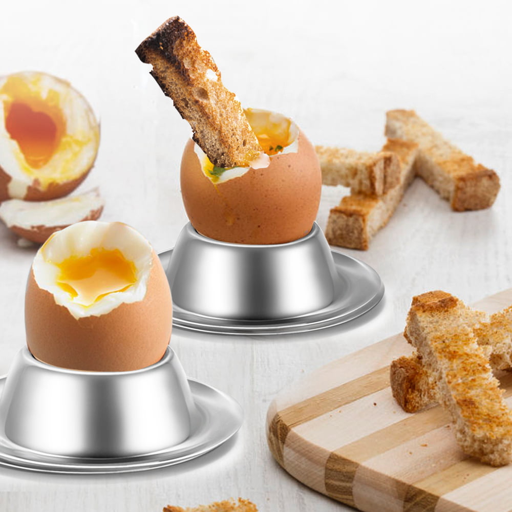 QXJ koeall Stainless Steel Egg Cups Set for Hard Soft Boiled Eggs with 6 Egg Cup Holders 6 Egg Spoons,Enjoy egg Cups breakfast the perfect gift for your lover