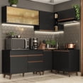 thumbnail image 1 of Madesa Gabinete de Cocina Integral Completa de Esquinero 332 cm Reims Negro 02, 1 of 7