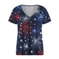 thumbnail image 4 of ibuvkizy Independence Day Shirts for Women Fashion American Flag Tops Patriotic Print Short Sleeve T-Shirts Red White Blue Shirts for Women Blue S, 4 of 4