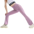thumbnail image 3 of Rolanko Girls Flare Leggings Yoga High Waist Pants with Pockets Stretch Kids Bell Bottoms Wide Leg Dance Pants 4-14 Years, 3 of 5