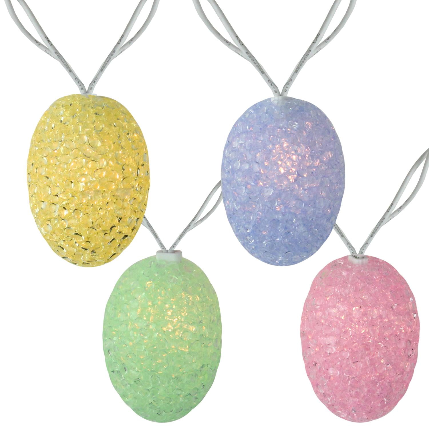 Set of 10 Pastel Colored Easter Egg Spring Holiday Lights White Wire