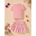 thumbnail image 3 of Sytepopcy Girls Summer Outfits Short Sleeve Ice Cream Print Tops Shirred Tiered Skirt Set Toddler 2 Piece Casual Clothes 3T/1939, 3 of 7