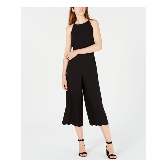 MAISON JULES Womens Black Sleeveless Halter Wide Leg Jumpsuit Juniors Size: 12