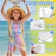 thumbnail image 5 of SEANATIVE Girls Swimsuit and Cover Up Set One Piece Bathing Suit See-through Mesh Skirt, 2 Piece Back Cut Out Design Swimwear, Size 17-18 Years, Star Heart-shaped Pattern Pink Blue Yellow, 5 of 7