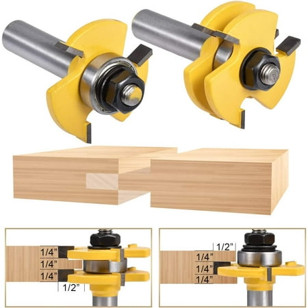 

3 Flute T-Shaped Tongue and Groove Cutter Sets Woodworking Cutter Tool(2pcs/set Shank Diameter:12.7mm)