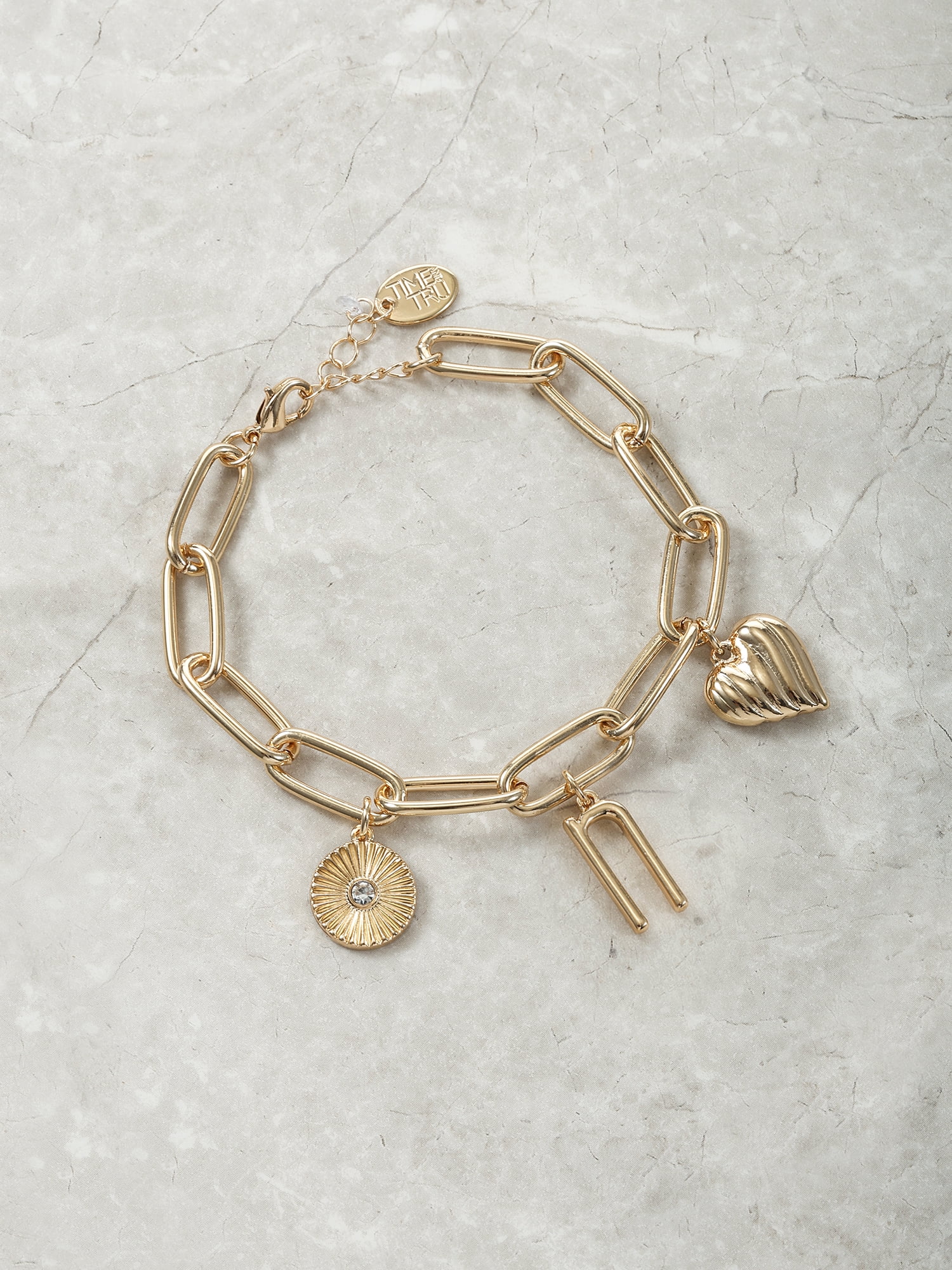 Time and Tru Goldtone Initial Charm Bracelet, Initial N