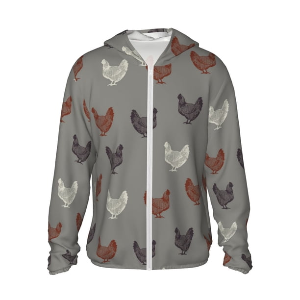 Balery Rooster Sudadera ligera de manga larga con capucha y protección solar UPF 50+ para hombre y mujer, ideal para pesca y running-Medium