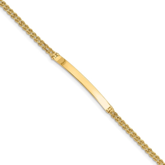 Real 14kt Yellow Gold Two Strand Rope ID Chain Bracelet; 8 inch; Lobster Clasp; for Adults and Teens; for Women and Men