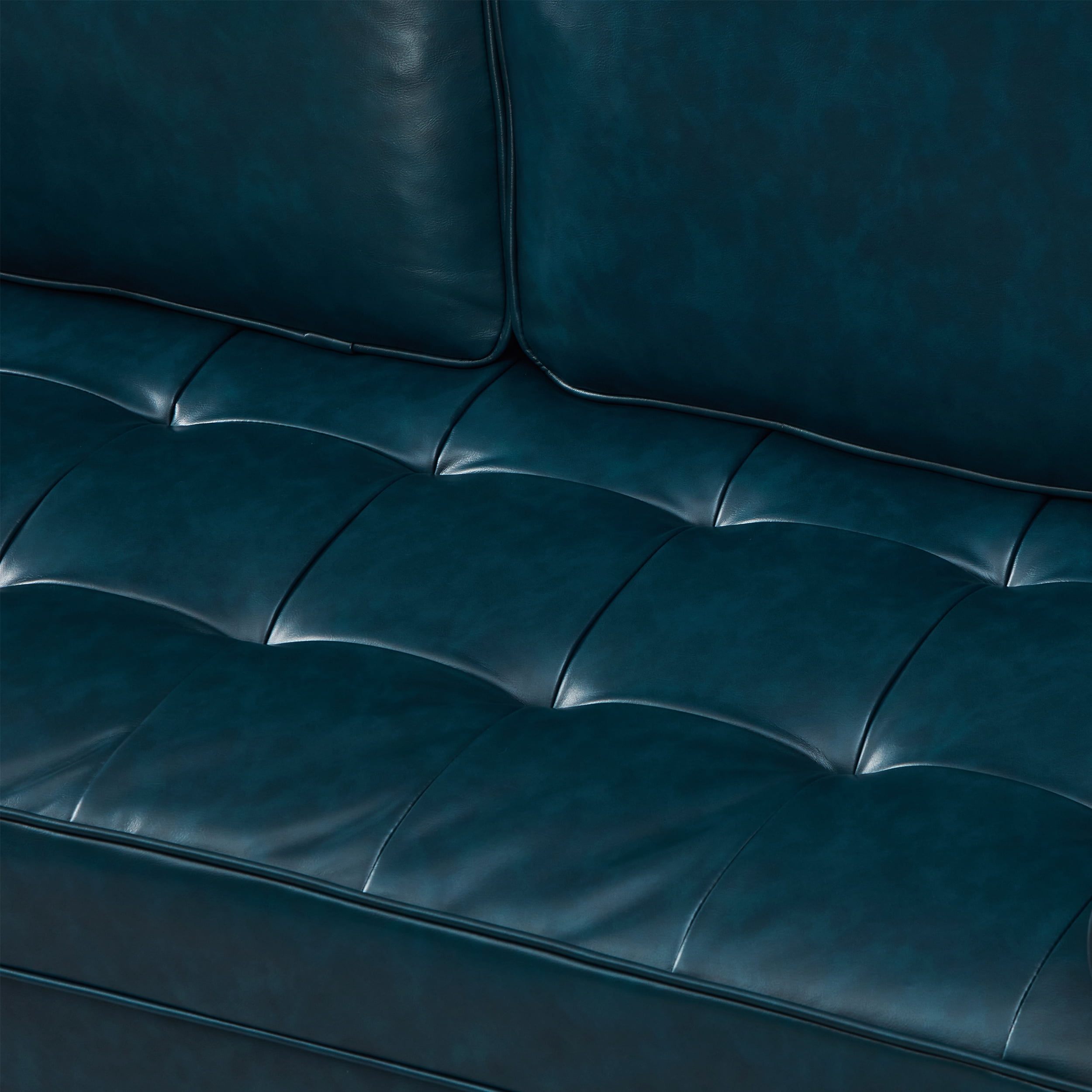 Leumius 74.5"W 3-Seater Sofa Loveseat Sofa Faux Leather Breathable Upholstered Sofa Couch with Solid Wood Legs for Living Room, Apartment & Office,Navy Blue