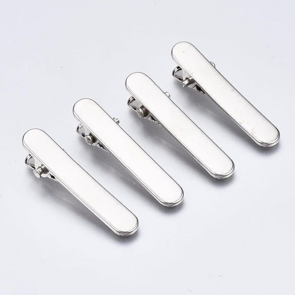 50Pcs Iron Hair Clip Findings Platinum 1.42x0.24 Inch Hair Pins for Crafts DIY