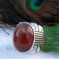 thumbnail image 2 of Hessonite Garnet Ring: Turkish Handmade 925 Sterling Silver Cabochon Men's Ring, 2 of 10