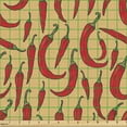 thumbnail image 2 of Ambesonne Peppers Fabric by the Yard Upholstery, Red Chili Vegetables Art, 2 Yards, Scarlet and Dark Yellow, 2 of 5