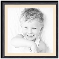 ArtToFrames 28x28" Matted Picture Frame with 24x24" Single Mat Photo Opening Framed in 1.25" Black Stain on Solid Red Oak and 2" Alabaster Mat (FWM-4083-28x28)