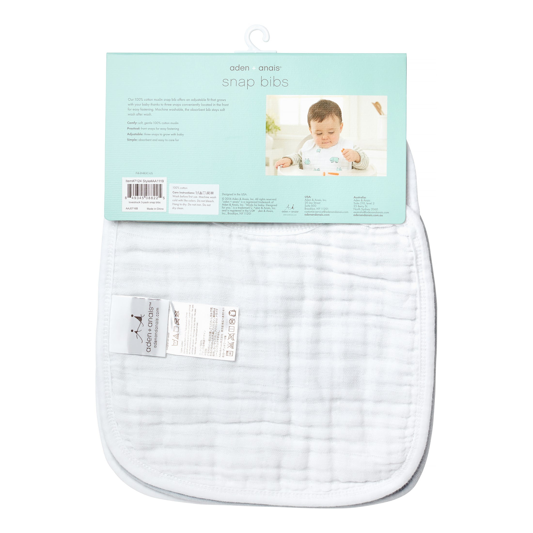 9 x 11.4 Super Soft Absorbent 3 Layers Adjustable Bebamour Baby Snap Bibs Muslin Cotton 