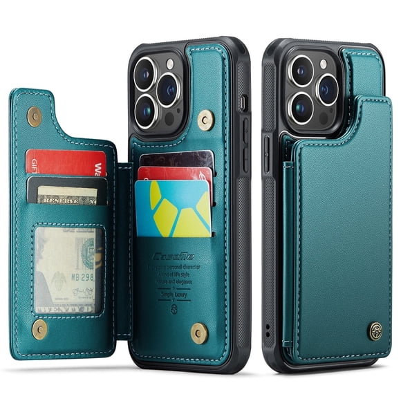 Funda para iPhone 14 Pro Max con tarjetero, tipo billetera para hombre y mujer con bloqueo RFID, de cuero resistente, con cierre magnético y función atril, a prueba de golpes, para iPhone 14 Pro Max