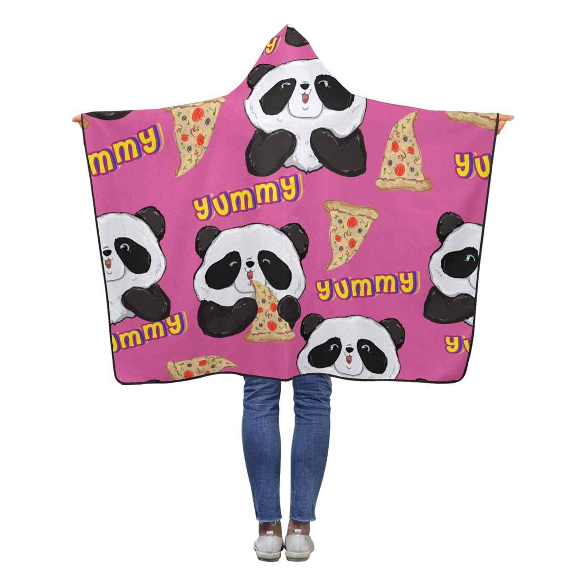ASHLEIGH Panda Pizza Bear Hooded Throw Blanket 40x50 inches Toddler Kid