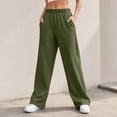 thumbnail image 5 of WULMLEO Sweatpants for Women Solid Elastic Waist Wide Leg Fall Winter Paloma Pants Stretch Comfort Bottoms Casual Lightweight Trousers with Pockets Army Green L, 5 of 8
