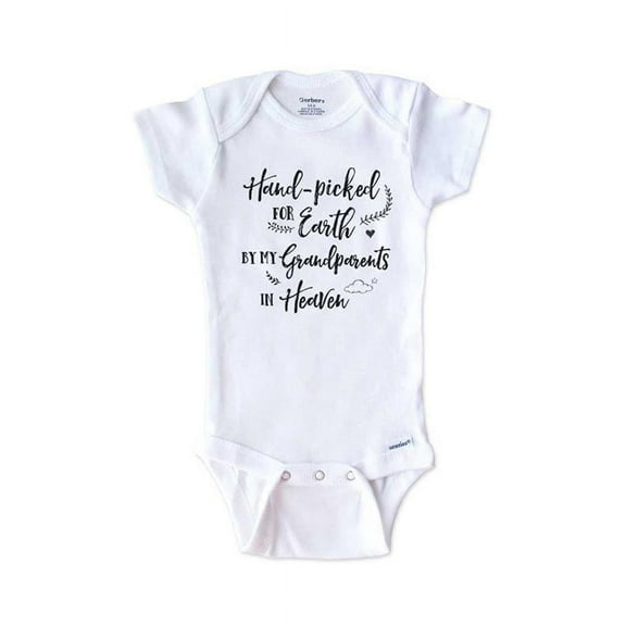 Memorial baby onesie - Hand-picked for Earth by my Grandparents in Heaven - surprise baby birth pregnancy announcement - White 3-6 Months
