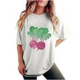 thumbnail image 2 of LEBONYARD Womens Summer Tops Shirts,Clearance Clothes under $5.00 fashion deals,Women's Fashion Summer Round Neck Drop Sleeves Leisure Short Sleeve Fruit Printing Tops White XXL, 2 of 7