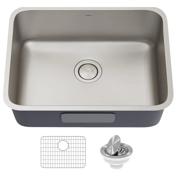 KRAUS Dex 25” Undermount 16 Gauge Stainless Steel Single Bowl Kitchen Sink