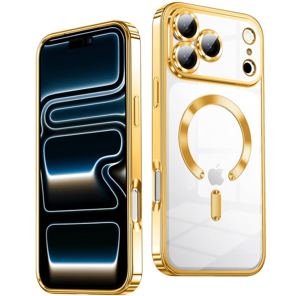 Funda delgada transparente TOBOVON para iPhone 17 Pro Max dorada