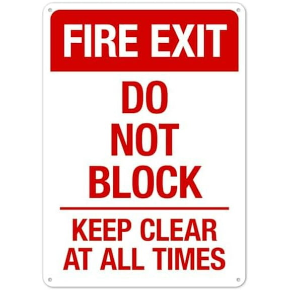 Fire Exit Do Not Block Keep Clear At All Times Sign,Fire Parking Safety Signs Metal Tin Sign 8x12 Inch Clear Warning for Home & Busines