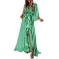 thumbnail image 1 of Robe Maxi Femme Longue Vacances Bohème à Imprimé Cachemire Fendue Rayée Dames Été, 1 of 6